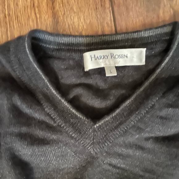 Harry Rosen 100% Merino Wool V-Neck Grey - Picture 2 of 6